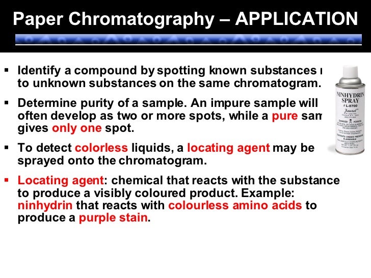 possible applications for paper chromatography